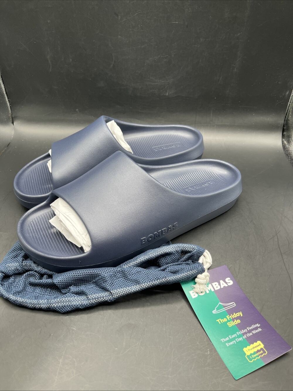 NEW Bombas Men's Friday Sandal Slide Comfort Lightweight Size 11 Navy Blue